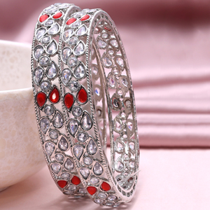 Modern Luxury <b>Fashion</b> <b>Bracelets</b> Reverse AD Silver with Brass Silver Plating Bangles - Product Image 2