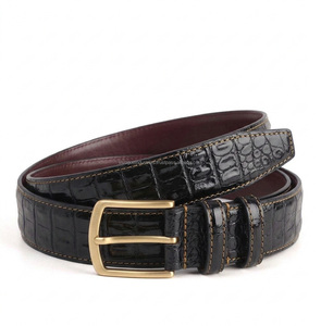 เข็มขัดหนังลายจระเข้สีน้ำตาลสุดหรู พร้อมหัวเข็มขัดทองคลาสสิก ตกแต่งด้วยงานฝีมืออย่างประณีต สำหรับผู้ชาย - Product Image 6