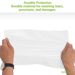 Sobres blancos a prueba de rasgaduras de embalaje logístico de plástico impermeable autoadhesivo de 11x15 pulgadas para uso en comestibles - Product Image 5