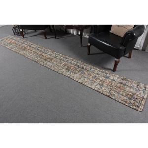 Alfombra Vintage Estilo Runner de 1.6x8.9 pies, Alfombra Turca de Lana con Camuflaje Azul - Product Image 1