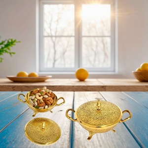 Bol de service élégant en bois pour les dattes et les fruits secs Parfait pour les fêtes de table Design de vaisselle de luxe - Product Image 1