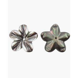 Cuentas sueltas de concha negra MOP con forma de flor - Product Image 1