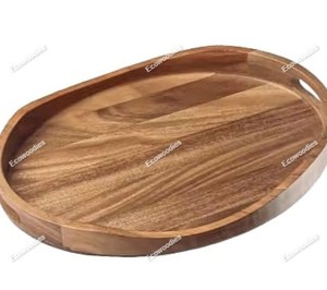 Custom Unfinished Natural Bamboo Breakfast Food Organizer Wooden Nested Serving Trays Dinner Table Serving Tray Handles Bag Use - Product Image 5