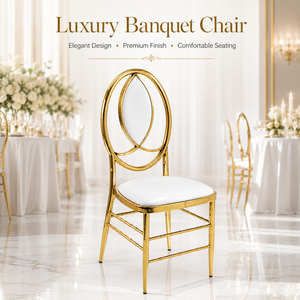 Sedie Chiavari in Ferro Dorato Impilabili e Resistenti per Eventi, Banchetti e Matrimoni - Vendita all'Ingrosso - Product Image 1