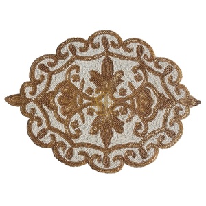 Beaded Anti-Slip Luxury <b>Placemats</b> Unique Design Cotton <b>Linen</b> Table Banquets Wedding Handmade Exporter Factory Direct Bulk - Product Image 3
