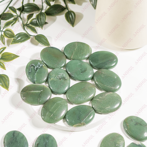 Pierres plates ovales en jade vert poli, écologiques, en gros, pour le Feng Shui, la guérison, la méditation, l'art, les objets de collection et la décoration intérieure - Product Image 4