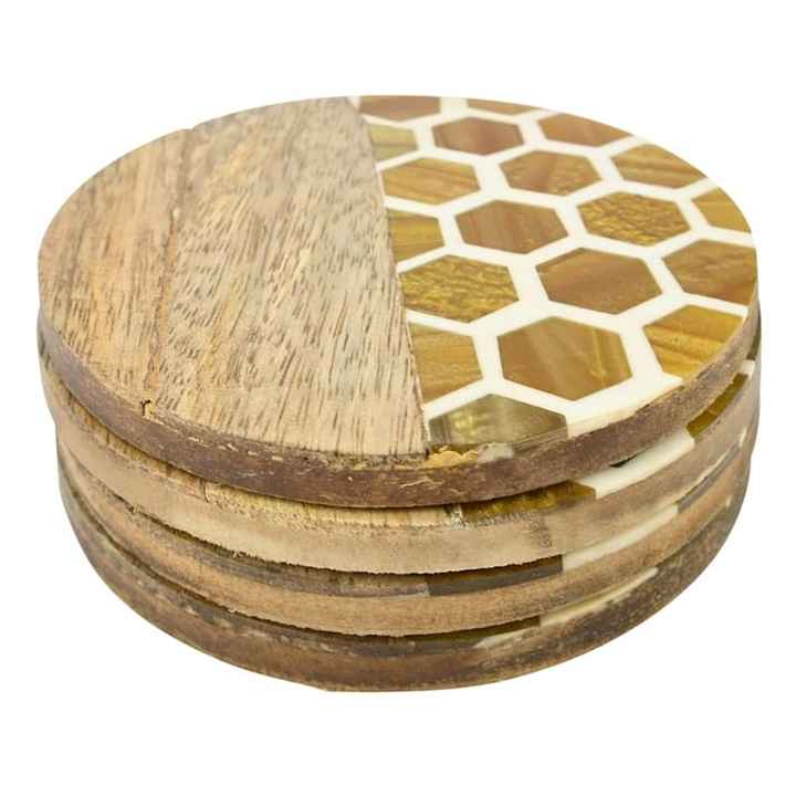 DEIVEN  GARDEN-THEMED EPOXY RESIN AND WOOD COASTERS Set Stylish Cup Model Drink Coaster Good Price for Artisan Craft Use