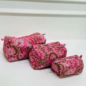 กระเป๋าเครื่องสำอางทำจากผ้าฝ้ายอินเดียขนาดใหญ่สำหรับผู้หญิงทำด้วยมือสำหรับเป็นของขวัญ - Product Image 2