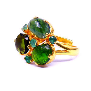 Moda 925 plata esterlina chapado en oro verde turmalina Esmeralda piedras preciosas elegante anillo de dedo de moda - Product Image 3