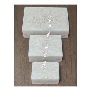 Nouvelle boîte d'incrustation de marbre de Collection de cadeaux de fantaisie classique traditionnelle avec nacre naturelle polie pour la boîte de rangement de bijoux - Product Image 2