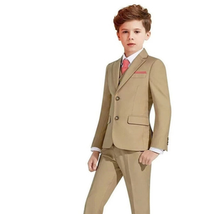 ชุดสูทเด็กผู้ชายงานแต่งงานแบบแฮนด์เมด ทรงเพนท์โค้ท ทรงเข้ารูป ชุดสูทลำลองสำหรับงานวันเกิด ชุดเบลเซอร์และกางเกงขายส่งแบบรับผลิตตามสั่ง จำนวนมาก - Product Image 1