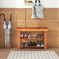 Rak Sepatu Kayu Solid Alami Modern 2 Tingkat, Tahan Lama & Ramah Lingkungan untuk Hotel, Ruang Tamu & Gudang
