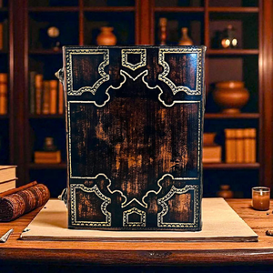 Journal en cuir marron véritable vintage élégant classique artisanat en relief carnet de croquis pour hommes femmes idées cadeaux d'halloween - Product Image 5