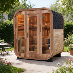 Sauna Exterior de Madera de Cedro Natural para 6 Personas con Grandes Puertas de Vidrio Templado y Diseño Resistente a la Intemperie - Product Image 5