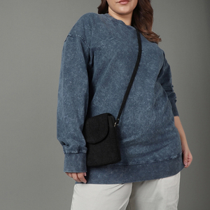 Vente en gros de sweat-shirt surdimensionné à col ras du cou avec cordon de haute qualité délavé à l'acide pour femmes - Product Image 2