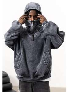 Sweat-shirt à capuche zippé avec logo personnalisé de poids lourd pour hommes, couverture de visage en coton et polyester de haute qualité avec motif 3D, sweats à capuche uniques pour vêtements - Product Image 3