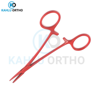 KAHLU fórceps quirúrgicos de acero inoxidable de la mejor calidad manual de color rojo hemostático recto y curvo por - Product Image 2