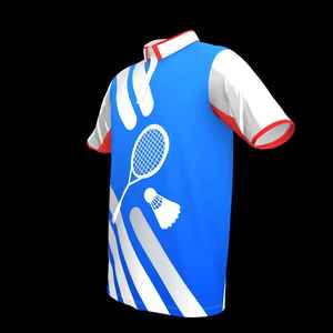 HIRBGOD Polo de Bádminton de manga corta Premium para hombre, azul y blanco, gris, Color degradado, Material ligero, MOQ, 1 pieza, polos de Bádminton - Product Image 3