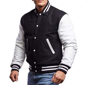 Veste universitaire pour homme sur mesure de qualité supérieure Corps en laine et manches en cuir véritable Style baseball pour l'école, l'équipe et le streetwear - Product Image 2