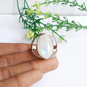 Venta caliente moderno cristiano Arco Iris Natural piedra lunar piedra natal ecológico plata esterlina anillo de piedras preciosas regalo joyería para - Product Image 6