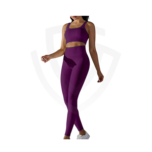 Conjunto Deportivo de 2 Piezas para Gimnasio, Correr, Yoga, Ropa Deportiva, Sujetador Deportivo, Top Corto, Pantalones Cortos de Cintura Alta, Conjuntos Deportivos para Mujer - Product Image 1