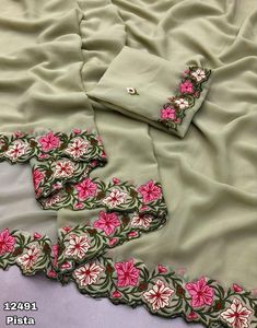 Nouvelle Gamme Pastel Multi Fil Travail Georgette Saree pour Femme Partywear Collection Disponible à la Vente d'Inde - Product Image 1