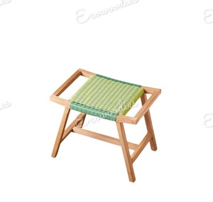 Patrimonio y estética moderna, taburete otomano de madera de bambú ecológico, taburete de reposapiés de madera de mimbre, consola con incrustaciones de hueso Otomano - Product Image 4