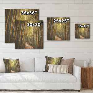 Arte de pared de madera con paisaje de campo de bambú para decoración del hogar y espacios inspirados en Zen - Product Image 3