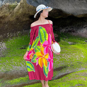 Artesanía de Bali con este vestido de playa de verano de rayón, pintado a mano por un artesano balinés de alta gama, que combina una vibrante artesanía. - Product Image 4