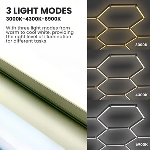 Lampes de garage hexagonales LED 14 763 lumens 3 modes d'éclairage (<span class=keywords><strong>6900K</strong></span>/4300K/3000K) 192W Aluminium IP20 pour le detailing automobile/la coiffure - Product Image 4
