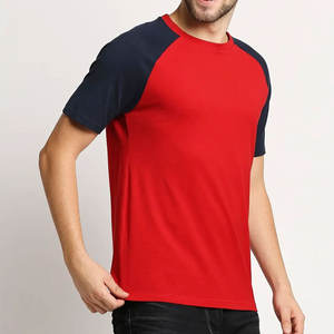 T-shirt raglan premium pour homme |   T-shirt à manches courtes USA Fit rouge et bleu marine |   T-shirt d'entraînement en coton athlétique |   Haut de sport décontracté - Product Image 3