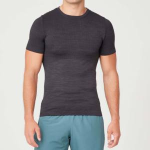 Streetwear 89% Polyester 11% Elasthanne Haut de gymnastique pour homme Évacuation de l'humidité Active Athletic Performance Crew Gym T-Shirt pour homme - Product Image 1