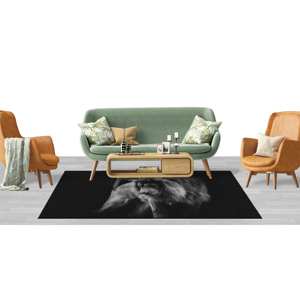 Tapis portrait de lion africain : Tapis d'appoint animalier noir, Tapis imprimé, Tapis en chenille - Product Image 5