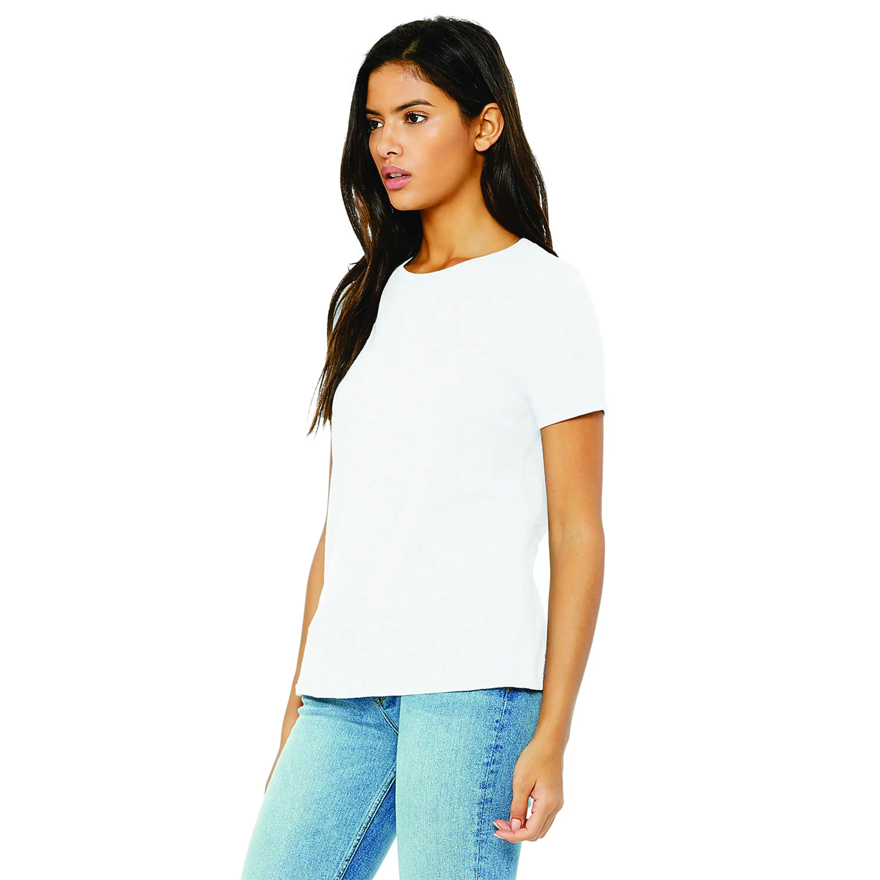 Camisa airlume e anel de algodão 100% oz, camiseta de manga curta feminina branca relaxada 4.2