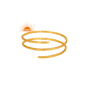 18-Carat Yellow <b>Gold</b> Plated Over Brass Wire Bangle <b>Bracelet</b> Jewelry Manufacturer and Supplier for Women Gift for Her - Product Image 2