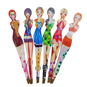 Pinzas para cejas con punta inclinada de acero inoxidable personalizadas de calidad superior duraderas para depilación de cejas - Product Image 1