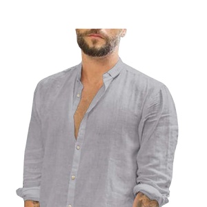 เสื้อเชิ้ตผ้าลินินทรงสลิมฟิตสำหรับผู้ชาย แขนยาว สวมใส่สบาย ระบายอากาศได้ดี น้ำหนักเบา เหมาะสำหรับใส่ไปเที่ยวชายหาดในฤดูร้อน - Product Image 1