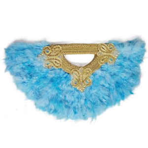 Éventail en plumes de polyester et de modal bleu élégant fait à la main pour les femmes décoration de broderie légère et durable pour la décoration de fête de mariage - Product Image 1