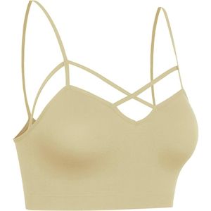 Kandari Sports Supply Active Wear Sujetadores deportivos sin costuras Beautiful Cross Gym Fitness Bras con logotipo frontal de talla grande y transpirable - Product Image 4