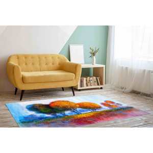 Alfombras con estampado de árboles coloridos, alfombra de otoño, alfombra con diseño de paisaje, alfombra impresa, alfombra suave no tejida - Product Image 4
