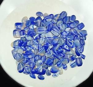 Cabujón de ónix azul natural, hermosa piedra preciosa suelta con bandas para la fabricación de joyas, piedra preciosa de ónix azul con bandas elegantes - Product Image 6