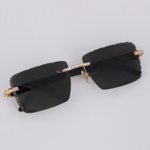 Mới nhất mang nhãn hiệu tùy chỉnh Iced Kính Bling moissanite kim cương UV400 nửa rim Kính mát cho nam giới phụ nữ sang trọng hộp bảo vệ. - Product Image 2