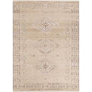 พรมขนสัตว์ถักมือขนาดใหญ่ Erbe รุ่น AKWL-1712 สีเบจและสีน้ำตาล ลายเรขาคณิต สำหรับตกแต่งห้องนั่งเล่นวัยรุ่น - Product Image 1