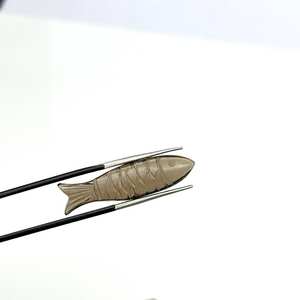 Cuarzo Ahumado Tallado a Mano en Forma de Pez, Gema Briolette, Cristal Suelto de 30x10 MM - Product Image 1