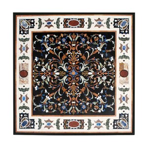 Pietra Dure <b>Square</b> Shape Black <b>Marble</b> Inlay <b>Table</b> Top Use For Home Decoration & Tea & <b>Coffee</b> <b>Table</b> Top - Product Image 1
