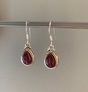 Handmade 925 Sterling Silver Women's Drop Earrings Natural Garnet Pear Brilliant Cut Bezel Set High Quality for Wedding <b>Parties</b> - Product Image 1
