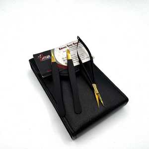 Pince à épiler à sourcils en or noir Logo personnalisé pointes pointues inclinées en acier durable pince à épiler à sourcils avec ciseaux à ressort à cils - Product Image 3