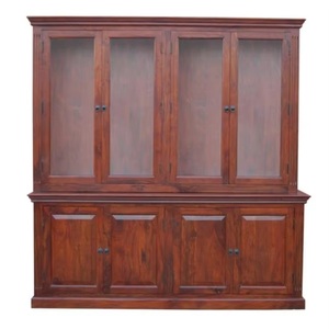Buffet en bois de Sesham massif avec 4 portes en verre 4 portes en bois Rangement pour salon Cuisine Chambre Hall Maison - Product Image 2