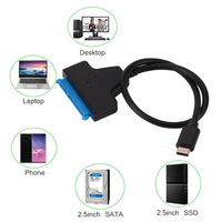 Cable Adaptador USB 3.1 Tipo-C a SATA con Blindaje Trenzado, Conductor de Cobre Puro, Revestimiento de PVC, Alta Velocidad para Disco Duro/SSD de 2.5 Pulgadas