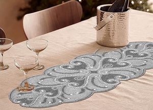 เสื่อคริสต์มาสถักแบบหรูหราสำหรับงานแต่งงานหรือใช้ในบ้านผ้าปูโต๊ะลายปักลูกปัดใบไม้ทำด้วยมือ - Product Image 3